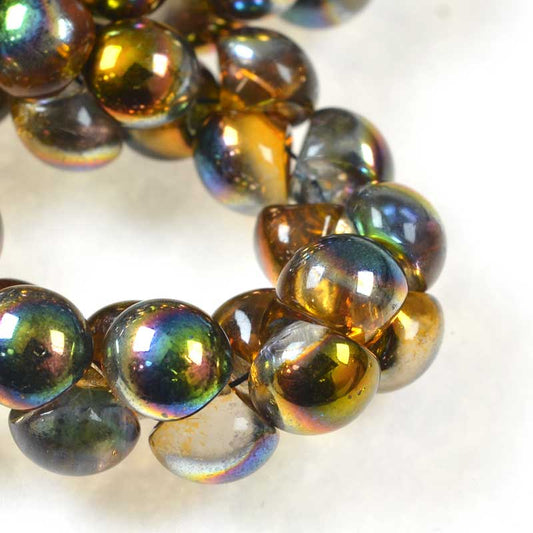 Glass Drops - 9x8mm Mushroom Button - Magic Topaz (25)