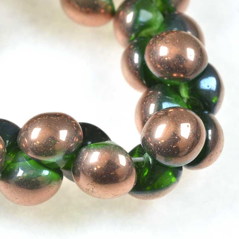 Glass Drops - 9x8mm Mushroom Button - Peridot Apollo (25)