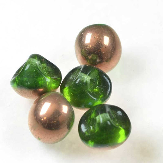 Glass Drops - 9x8mm Mushroom Button - Peridot Apollo (25)