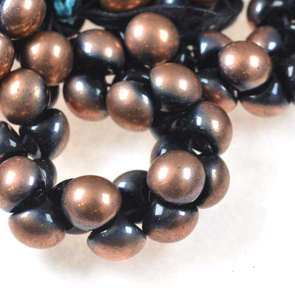 Glass Drops - 9x8mm Mushroom Button - Jet Apollo (25)