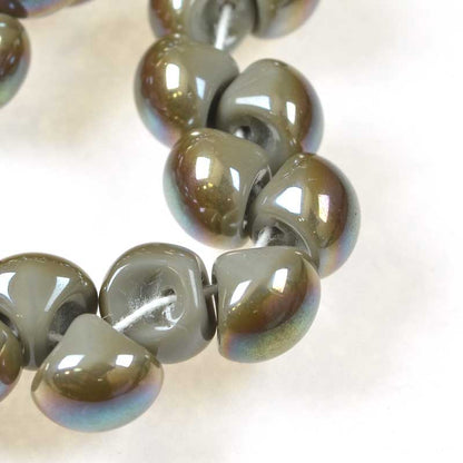 Glass Drops - 9x8mm Mushroom Button - Grey Celsian (25)