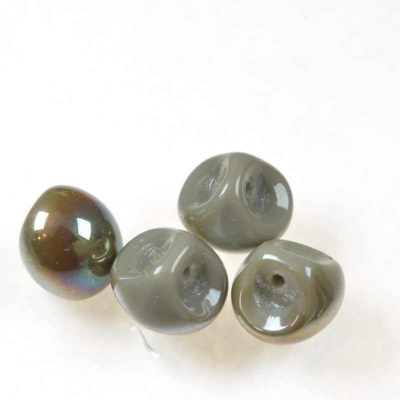Glass Drops - 9x8mm Mushroom Button - Grey Celsian (25)