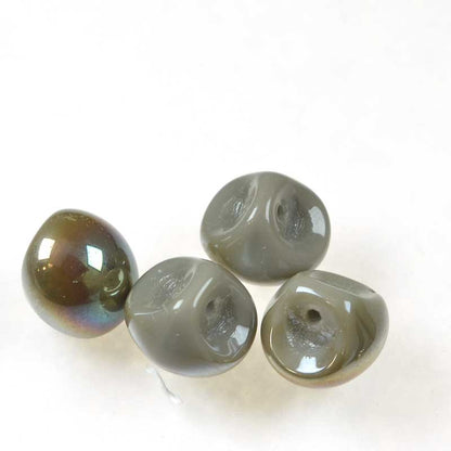 Glass Drops - 9x8mm Mushroom Button - Grey Celsian (25)