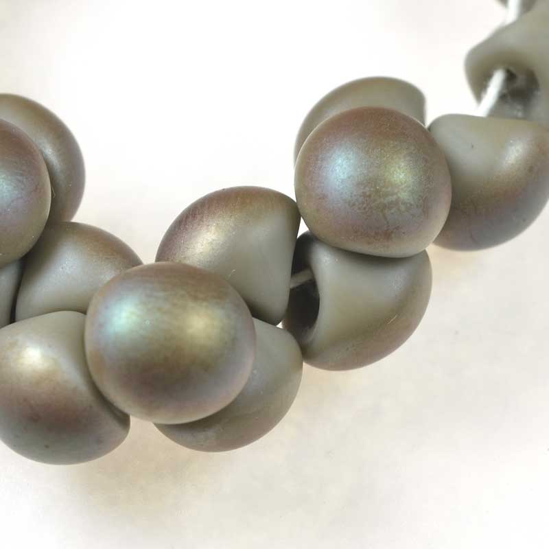 Glass Drops - 9x8mm Mushroom Button - Matte Grey Celsian (25)