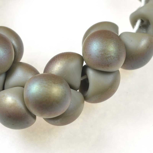 Glass Drops - 9x8mm Mushroom Button - Matte Grey Celsian (25)