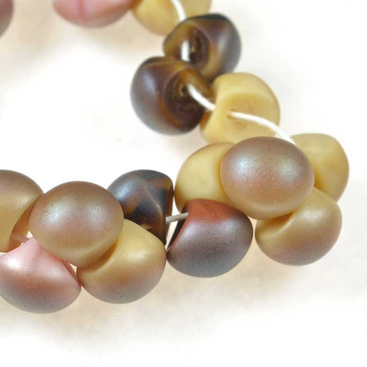 Glass Drops - 9x8mm Mushroom Button - Matte Celsian Autumn Mix (25)