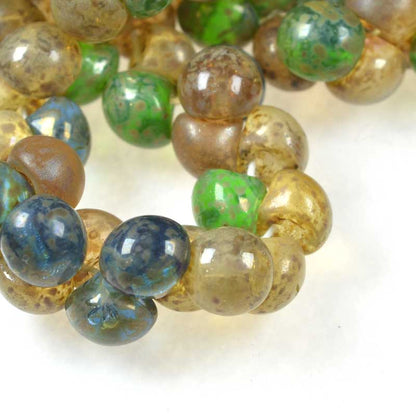 Glass Drops - 9x8mm Mushroom Button - Picasso Beach Mix (25)