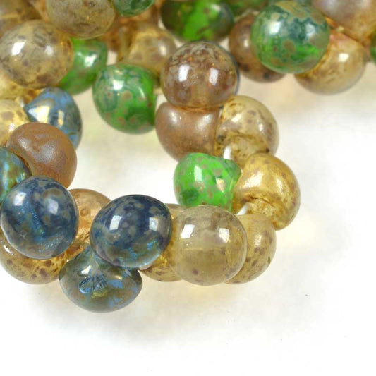 Glass Drops - 9x8mm Mushroom Button - Picasso Beach Mix (25)