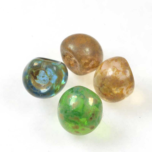 Glass Drops - 9x8mm Mushroom Button - Picasso Beach Mix (25)