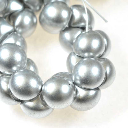 Glass Drops - 9x8mm Mushroom Button - Silky Silver (25)