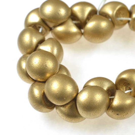 Glass Drops - 9x8mm Mushroom Button - Silky Gold (25)