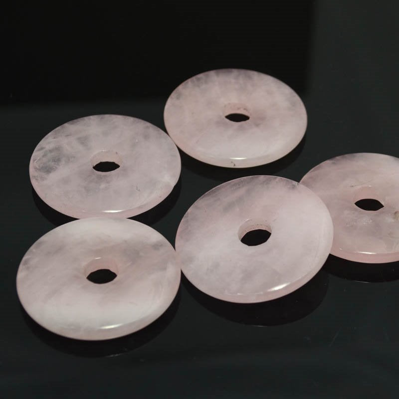 Stone - 40mm Donut Pendant - Rose Quartz