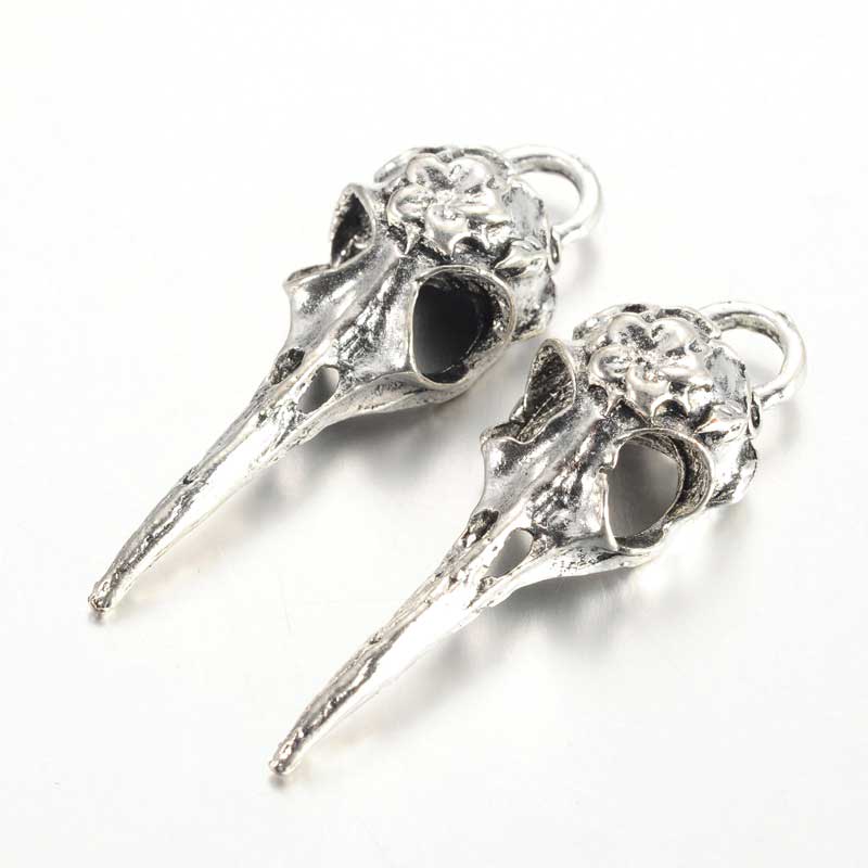 Raven Skull Pendant    Ant Silver Each