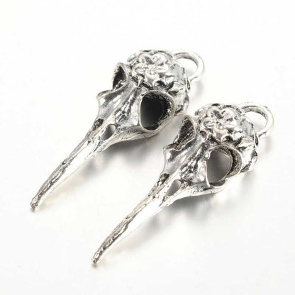 Raven Skull Pendant    Ant Silver Each