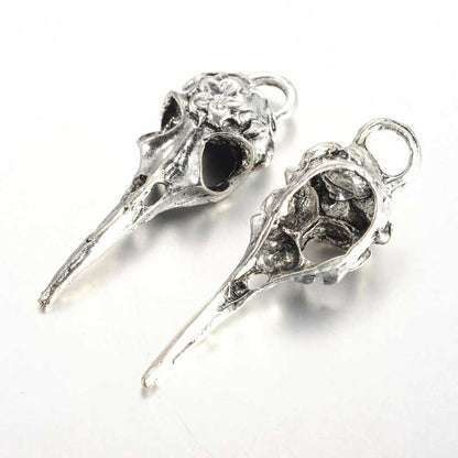 Raven Skull Pendant    Ant Silver Each