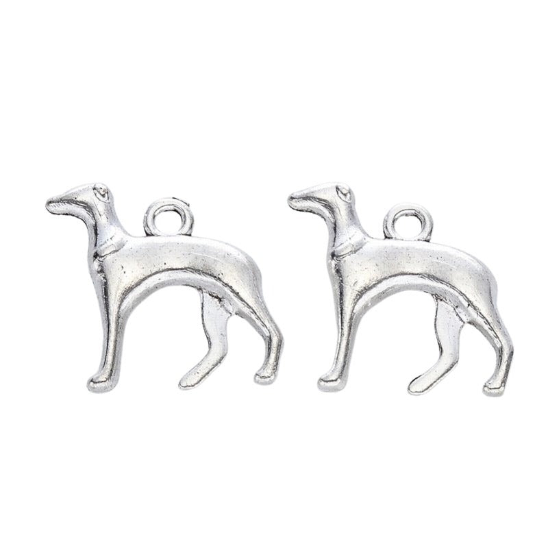 Greyhound Dog Charm    Ant Silver Pair