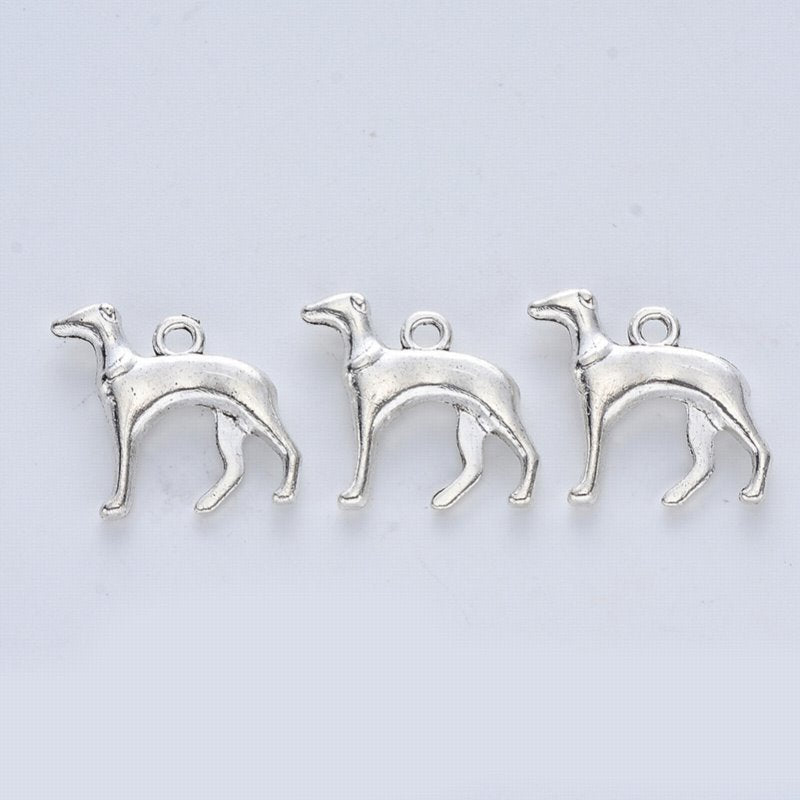 Greyhound Dog Charm    Ant Silver Pair