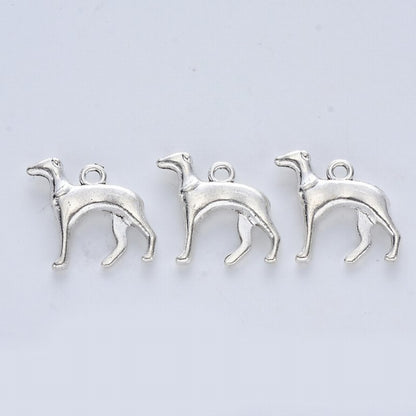 Greyhound Dog Charm    Ant Silver Pair
