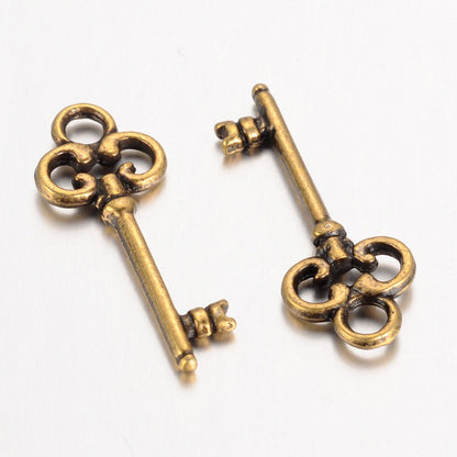 Vintage Pass Key Charm   Ant Brass Pair