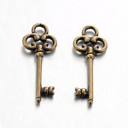Vintage Pass Key Charm   Ant Brass Pair