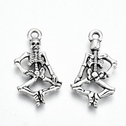 Dancing Skeleton Charm   Ant Silver Pair