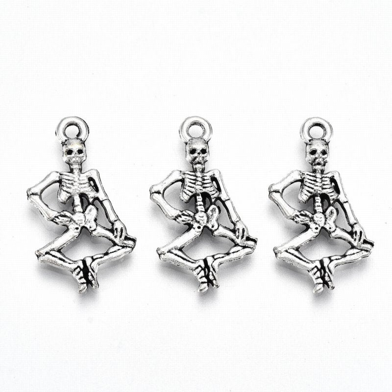 Dancing Skeleton Charm   Ant Silver Pair