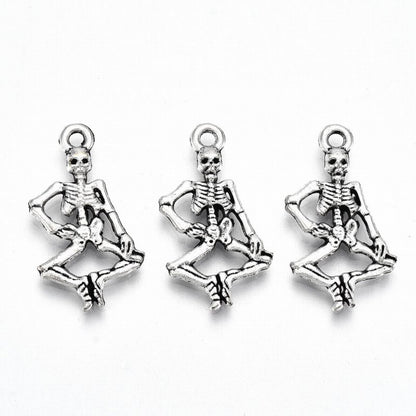 Dancing Skeleton Charm   Ant Silver Pair