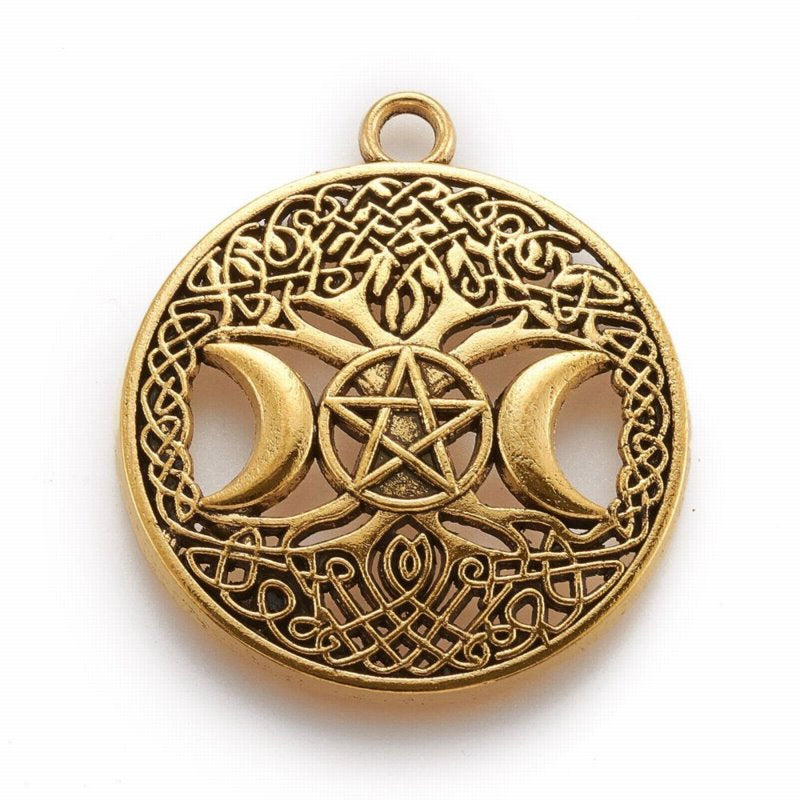 Triple Moon Goddess Pend   Ant Gold Each