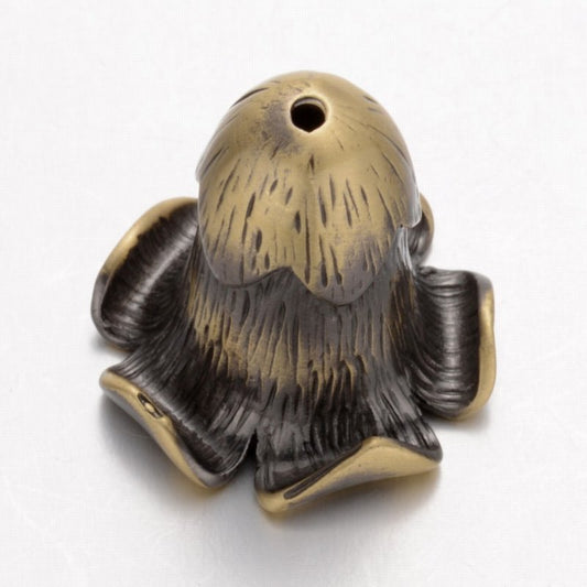 Cone - ID 10mm Deep Flower - Antiqued Brass (2)