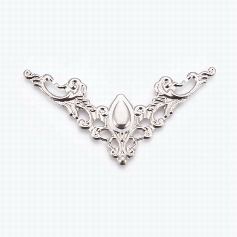 Metal Filigree - 58mm Flying Triangle - Nickel Coloured (5)