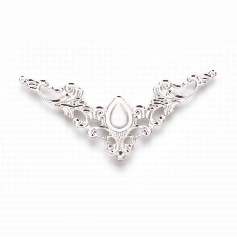 Metal Filigree - 58mm Flying Triangle - Nickel Coloured (5)
