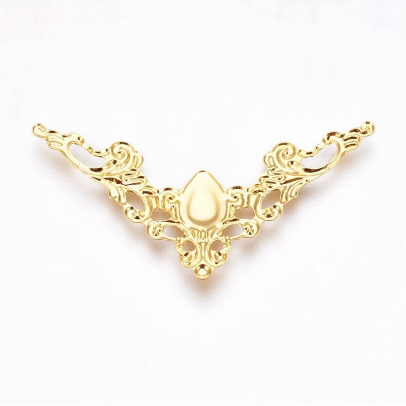 Metal Filigree - 58mm Flying Triangle - Bright Gold Plated (5)