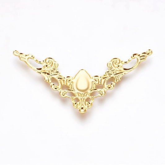 Metal Filigree - 58mm Flying Triangle - Bright Gold Plated (5)