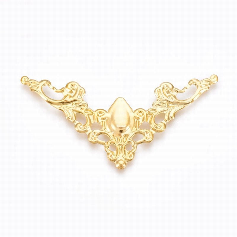 Metal Filigree - 58mm Flying Triangle - Bright Gold Plated (5)