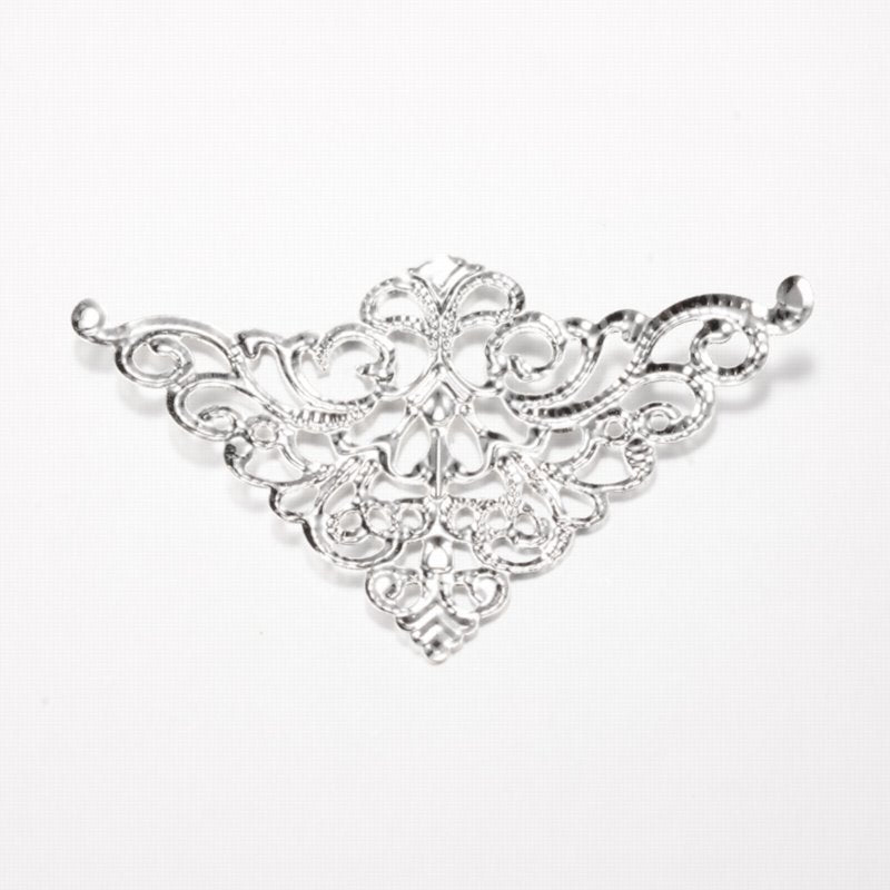 Metal Filigree - 76mm Corner Triangle - Nickel Coloured (2)