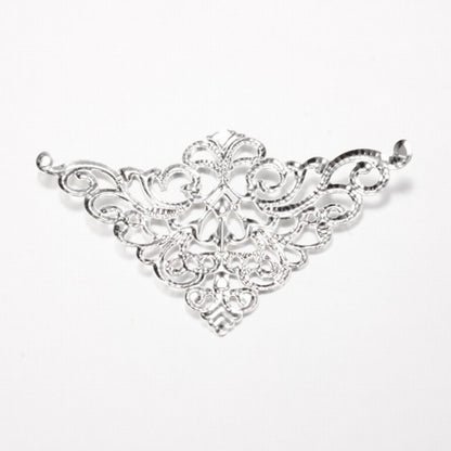 Metal Filigree - 76mm Corner Triangle - Nickel Coloured (2)