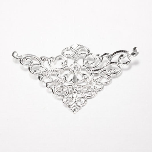 Metal Filigree - 76mm Corner Triangle - Nickel Coloured (2)