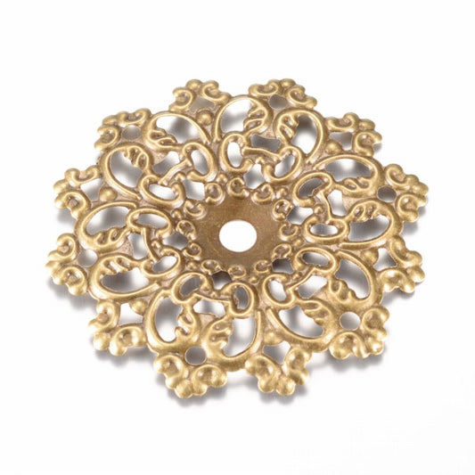 Metal Filigree - 60mm Flower Disk - Antique Bronze (2)