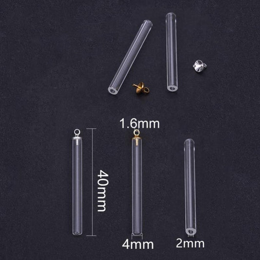 Wish Tube Pendant   Clear/Gold Each