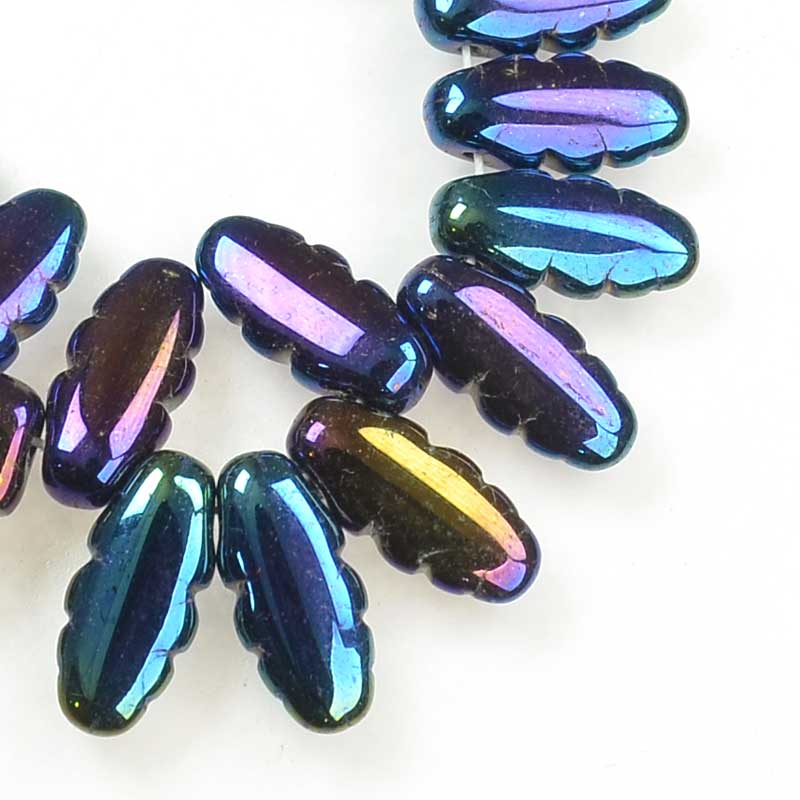 Serrated Dagger Beads - Blue Iris (strand 25)