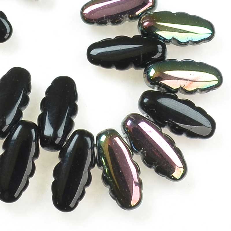 Serrated Dagger Beads - Jet Rainbow (strand 25)