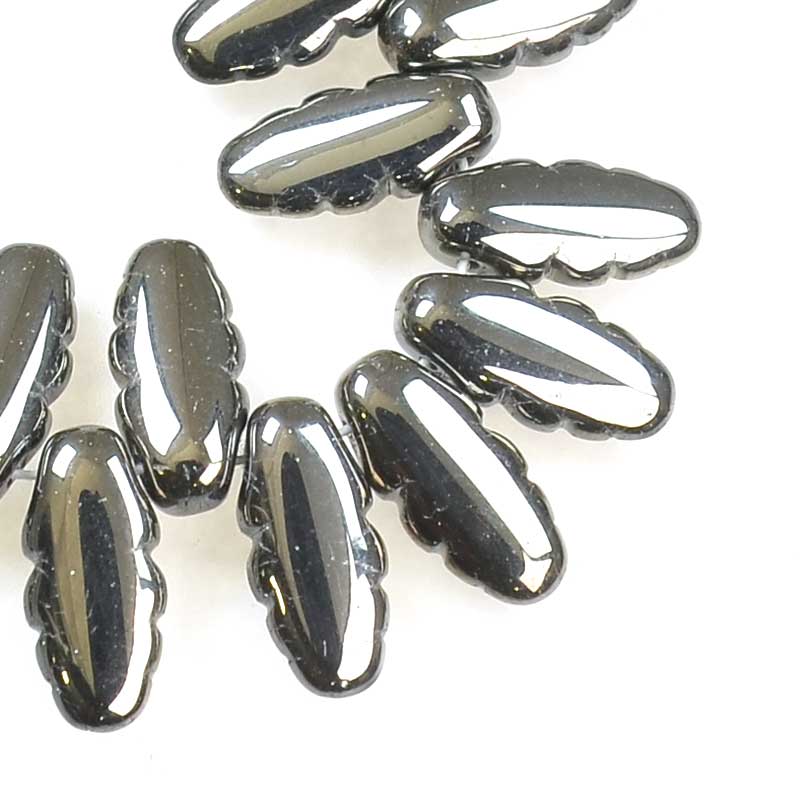 Serrated Dagger Beads - Chrome Full Coat (strand 25)