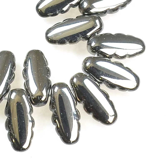 Serrated Dagger Beads - Chrome Full Coat (strand 25)