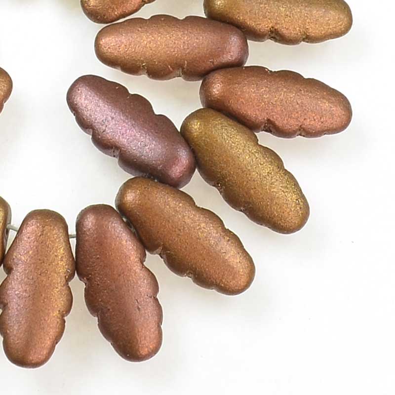 Serrated Dagger Beads - Matte Gold Iris (strand 25)