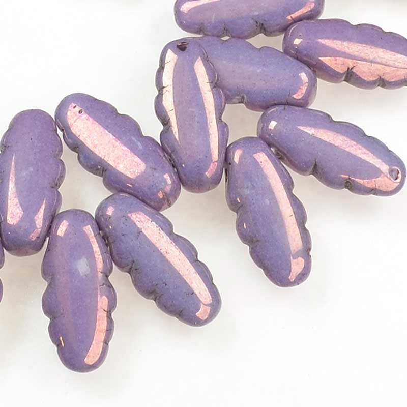 Serrated Dagger Beads - Purple Gold Lustre (strand 25)