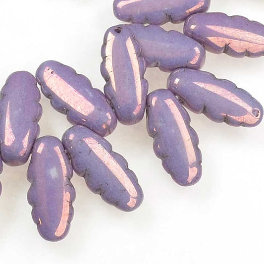 Serrated Dagger Beads - Purple Gold Lustre (strand 25)