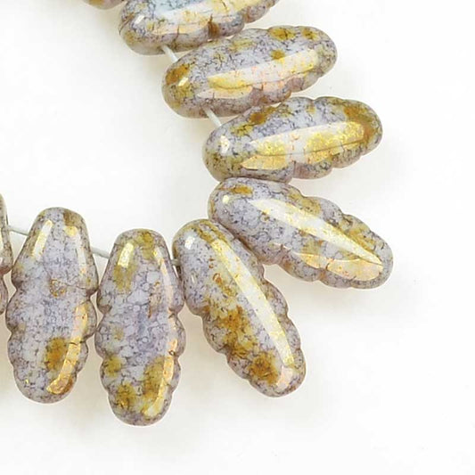 Serrated Dagger Beads - Purple Bronze Lumi (strand 25)