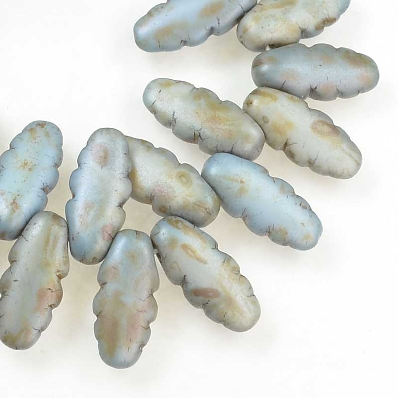 Serrated Dagger Beads - Matte Blue Bronze Lumi (strand 25)