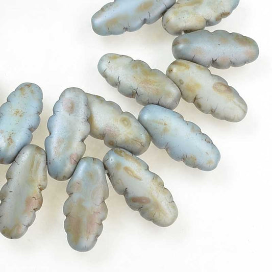 Serrated Dagger Beads - Matte Blue Bronze Lumi (strand 25)