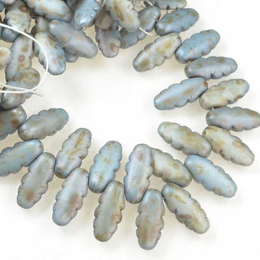 Serrated Dagger Beads - Matte Blue Bronze Lumi (strand 25)